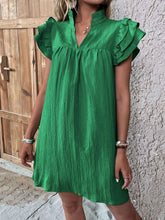 Load image into Gallery viewer, Elegant Ruffled Cap Sleeve Mini Dress Feminine & Flowy Summer Dress