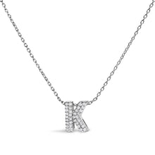 Load image into Gallery viewer, 10K White Gold Diamond Accent "A" Initial Bubble Pendant Necklace
