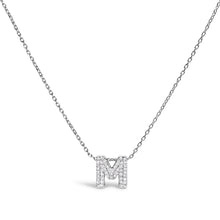 Load image into Gallery viewer, 10K White Gold Diamond Accent "A" Initial Bubble Pendant Necklace