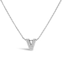 Load image into Gallery viewer, 10K White Gold Diamond Accent "A" Initial Bubble Pendant Necklace