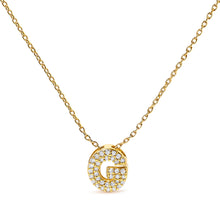 Load image into Gallery viewer, 10K White Gold Diamond Accent "A" Initial Bubble Pendant Necklace