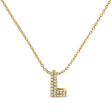 Load image into Gallery viewer, 10K White Gold Diamond Accent "A" Initial Bubble Pendant Necklace