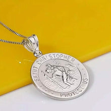 Load image into Gallery viewer, 925 Sterling Silver 20MM Saint Christopher Religious Pendant Necklace