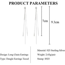 Load image into Gallery viewer, 925 Sterling Silver Dangle Chain Tassel Earrings