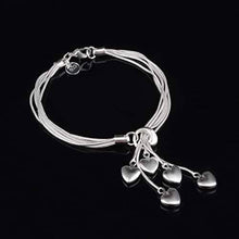 Load image into Gallery viewer, .925 Sterling Silver Five-Line Chain with Five-Heart Bracelet