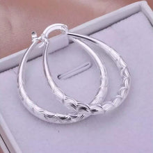 Load image into Gallery viewer, 925 Sterling Silver Oval Filigree Hoop Earrings