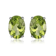 Load image into Gallery viewer, 925 Sterling Silver Round/Oval Peridot Stud Earrings