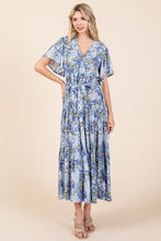 Load image into Gallery viewer, New Summer Floral Tie Waist Flutter Sleeve Tiered Dress For Women – Feminine, Elegant, Cheerful, Bohemian Chic, Flowy & Graceful