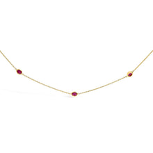 Load image into Gallery viewer, 14K Yellow Gold Bezel Set 4x3 mm Oval Red Ruby Station Necklace - 18 Inches