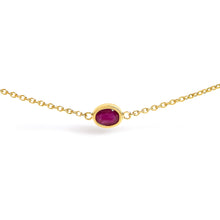 Load image into Gallery viewer, 14K Yellow Gold Bezel Set 4x3 mm Oval Red Ruby Station Necklace - 18 Inches