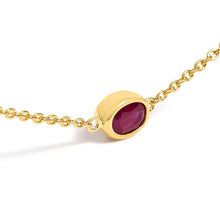 Load image into Gallery viewer, 14K Yellow Gold Bezel Set 4x3 mm Oval Red Ruby Station Necklace - 18 Inches