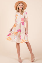 Load image into Gallery viewer, New Floral Round Neck Short Sleeve Tiered Dress For Women–Flowy, Feminine & Perfect for Summer