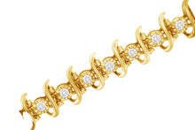Load image into Gallery viewer, 10KT Yellow Gold Plated .925 Sterling Silver 1 cttw Prong-Set Diamond Link Bracelet (J-K, I1-I2) - 7.5"