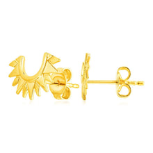 Load image into Gallery viewer, 14k Yellow Gold Half Sunburst Post Earrings