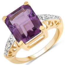 Load image into Gallery viewer, 4.83 Carat Genuine Amethyst and White Topaz .925 Sterling Silver Ring