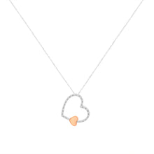 Load image into Gallery viewer, 10KT Two Tone Gold 1/6 cttw Diamond Floating Heart Pendant Necklace (K-L, I1-I2)
