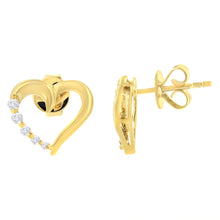 Load image into Gallery viewer, 14K Yellow Gold 1/8 Cttw Diamond Journey Heart Hoop Earrings (K-L Color, I1-I2 Clarity)