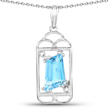 Load image into Gallery viewer, 4.57 Carat Genuine Swiss Blue Topaz & White Topaz .925 Sterling Silver Pendant