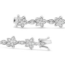 Load image into Gallery viewer, 14K White Gold 1 1/5 Cttw Round Diamond Flower Blossom Link Bracelet (H-I Color, SI1-SI2 Clarity) - Size 7"