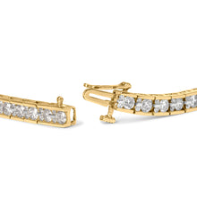 Load image into Gallery viewer, 10K Yellow Gold 4.00 Cttw Channel Set Round Diamond Tennis 7" Bracelet (J-K Color, I1-I2 Clarity)