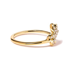 Load image into Gallery viewer, 10K Yellow Gold 1/10 Cttw Diamond Palm Tree Statement Ring (H-I Color, I1-I2 Clarity) - Ring Size 7