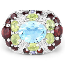 Load image into Gallery viewer, 5.43 Carat Genuine Multi Stone .925 Sterling Silver Ring