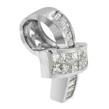 Load image into Gallery viewer, 14K White Gold 2 cttw Princess and Baguette Cut Diamond Ribbon Pendant Necklace (H-I, SI-SI2)