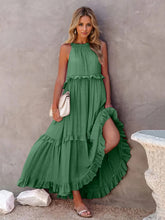 Load image into Gallery viewer, Romantic Ruffled Sleeveless Tiered Maxi Dress with Pockets Elegant & Chic Statement Beautiful Design Dress