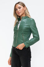 Load image into Gallery viewer, Women Classic Snobbish Faux Leather Zip-Up Drawstring Hooded Jacket Edgy & Casual PU Leather Jacket For Streetwear