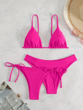Load image into Gallery viewer, Essential Edge 3-Piece Bikini Set for Women – Solid Color High-Cut Triangle Top Two-Style Bottoms with Side Lace-Up Design & Quick-Drying Comfort – Versatile Women's Swimwear for Summer Pool Beach & Travel