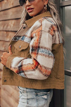 Load image into Gallery viewer, Plaid Corduroy Flap Pockets Button Up Jacket Trendy Outerwear With Classic Flap Pockets For Casual Comfort