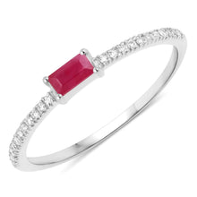 Load image into Gallery viewer, 0.22 Carat Genuine Ruby and White Diamond 14K White Gold Ring