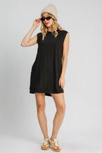 Load image into Gallery viewer, Round Neck Sleeveless High-Low Curved Hemline Mini Dress – Trendy High-Low Dress, Sleeveless Mini Dress, Curved Hemline Dress, Flattering Round Neck Dress, Chic High-Low Dress
