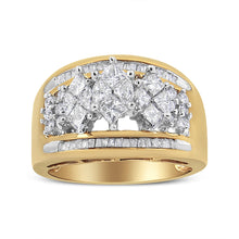 Load image into Gallery viewer, 10K Yellow and White Gold 1 1/2 Cttw Pear Shaped 3 Stone Style Diamond Ring Band (H-I Color, SI1-SI2 Clarity) - Ring Size 7