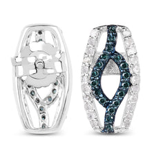 Load image into Gallery viewer, 0.42 Carat Genuine Blue Diamond & White Diamond .925 Sterling Silver Earrings