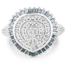 Load image into Gallery viewer, 0.74 Carat Genuine White Diamond and Green Diamond .925 Sterling Silver Ring