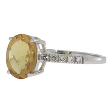 Load image into Gallery viewer, Natural 2.20ct Citrine Diamond Ring 14KT White Gold