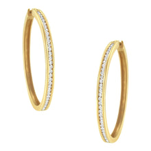 Load image into Gallery viewer, 10KT Yellow Gold 1 cttw Slim Diamond Hoop Earrings (I-J Color, I1-I2 Clarity)