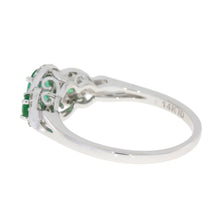 Load image into Gallery viewer, .84ct Emerald Diamond Ring 14KT White Gold
