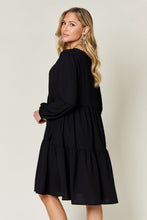Load image into Gallery viewer, Light Green Double Take Full Size V-Neck Sleeve Tiered Dress with Pockets Elegant & Comfortable Casual Dress