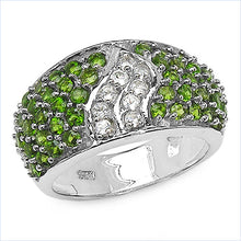 Load image into Gallery viewer, 2.44 Carat Genuine Chrome Diopside & White Topaz .925 Sterling Silver Ring