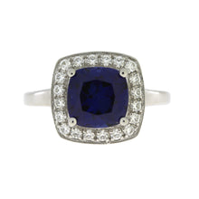 Load image into Gallery viewer, Created Sapphire Moissanite Ring Sterling Silver