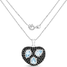 Load image into Gallery viewer, 3.52 Carat Genuine Blue Topaz and Black Spinel .925 Sterling Silver Pendant