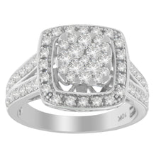 Load image into Gallery viewer, 10K White Gold Diamond Cluster Ring (1 Cttw, H-I Color, SI2-I1 Clarity) - Size 6-1/2
