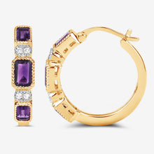 Load image into Gallery viewer, 2.18 Carat Genuine Amethyst and White Topaz .925 Sterling Silver Earrings