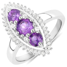 Load image into Gallery viewer, 3.60 Carat Genuine Amethyst and White Topaz .925 Sterling Silver 3 Piece Jewelry Set (Ring, Earrings, and Pendant w/ Chain)