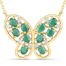 Load image into Gallery viewer, 1.56 Carat Genuine Emerald and White Zircon .925 Sterling Silver Necklace