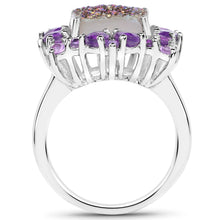 Load image into Gallery viewer, 5.97 Carat Genuine Drusy Quartz and Amethyst .925 Sterling Silver Ring