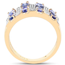 Load image into Gallery viewer, 14K Yellow Gold Plated 1.68 Carat Genuine Tanzanite .925 Sterling Silver Ring