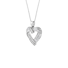 Load image into Gallery viewer, Sterling Silver 7/8 cttw Baguette Diamond Heart Pendant Necklace (I-J, I2-I3)